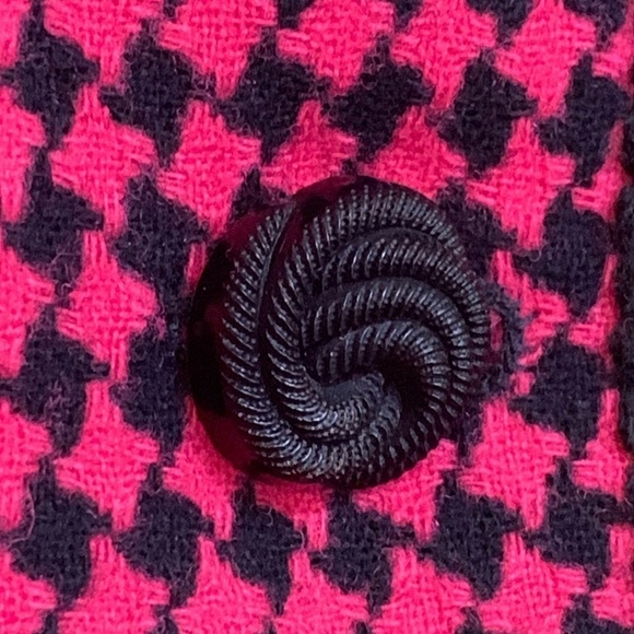 Pendleton Vintage Raspberry Red Black Houndstooth Wool Button Blazer Jacket 10 - Picture 4 of 17